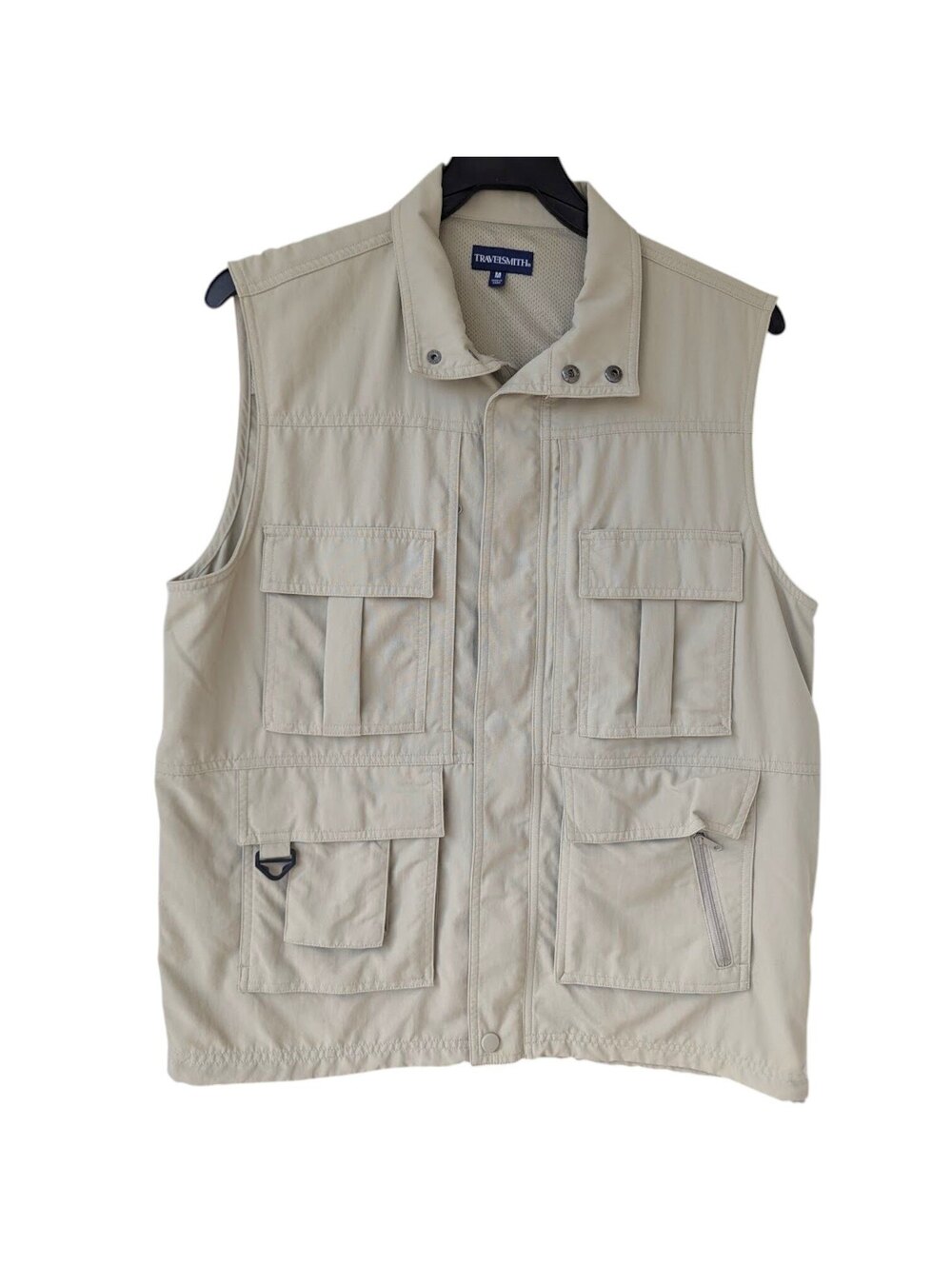 Travelsmith Utility Cargo Vest M Lightweight Beige Nylon Multi Pocket 23x27.5